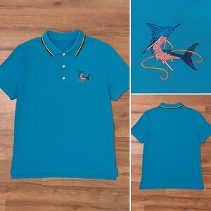 Women’s Blue Embroidered Polo Shirt Size M